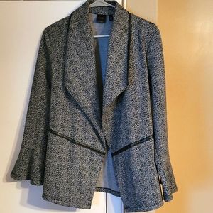 Rafaella Womens Open Front Black/White Speckled Blazer